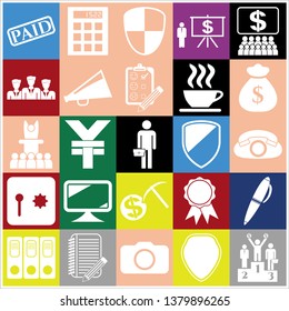 Set of 25 business high quality icons or symbols. Collection. Detailed design. Vector Illustration.