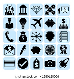 Set of 25 business high quality icons or symbols. Collection. Amazing desing. Vector Illustration.