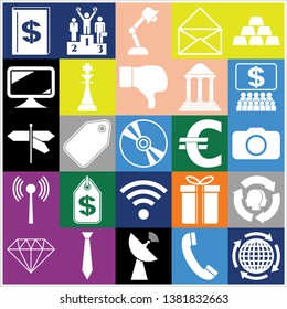 Set of 25 business high quality symbols or icons. Collection. Detailed design. Vector Illustration.