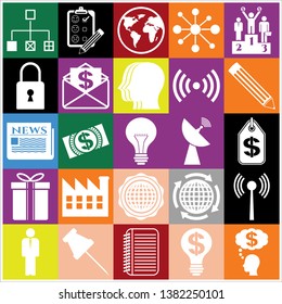 Set of 25 business high quality icons or symbols. Collection. Amazing desing. Vector Illustration.