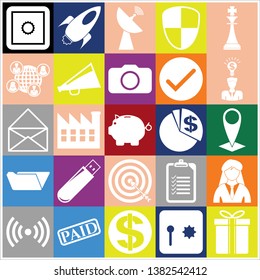Set of 25 business high quality icons. Collection. Amazing desing. Vector Illustration.