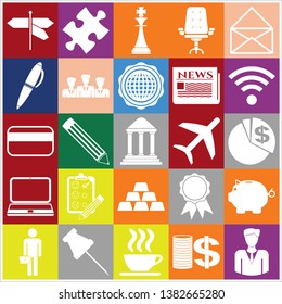 Set of 25 business high quality symbols or icons. Collection. Amazing desing. Vector Illustration.
