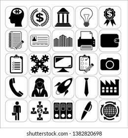 Set of 25 business high quality symbols or icons. Collection. Flat design. Vector Illustration.