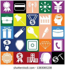 Set of 25 business high quality icons. Collection. Flat design. Vector Illustration.