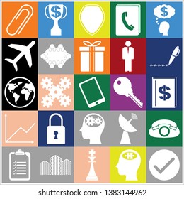 Set of 25 business high quality icons. Collection. Flat design. Vector Illustration.