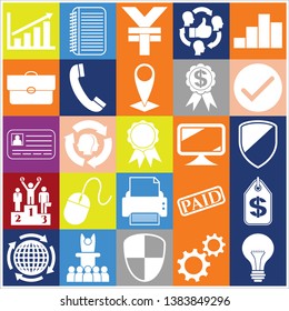 Set of 25 business high quality symbols or icons. Collection. Amazing desing. Vector Illustration.