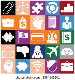Set of 25 business high quality icons. Collection. Flat design. Vector Illustration.