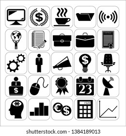 Set of 25 business high quality symbols. Collection. Flat design. Vector Illustration.