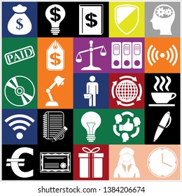 Set of 25 business high quality icons. Collection. Flat design. Vector Illustration.