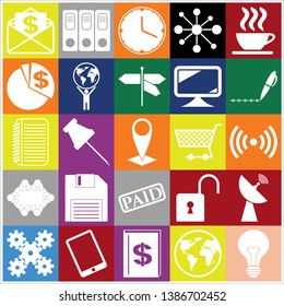 Set of 25 business high quality icons or symbols. Collection. Amazing desing. Vector Illustration.