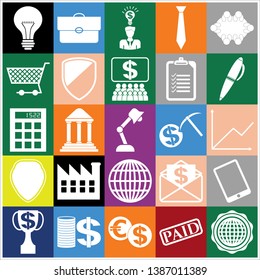 Set of 25 business high quality symbols or icons. Collection. Amazing desing. Vector Illustration.