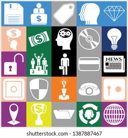 Set of 25 business high quality icons or symbols. Collection. Detailed design. Vector Illustration.