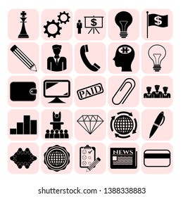 Set of 25 business high quality icons or symbols. Collection. Amazing desing. Vector Illustration.