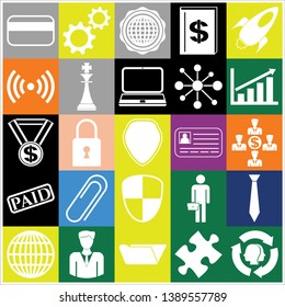 Set of 25 business high quality icons or symbols. Collection. Amazing desing. Vector Illustration.
