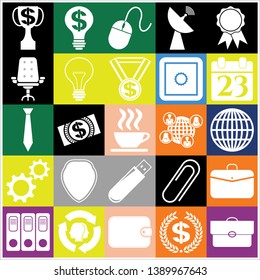 Set of 25 business high quality icons. Collection. Amazing desing. Vector Illustration.