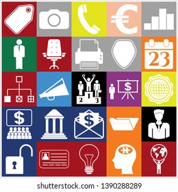 Set of 25 business high quality icons. Collection. Flat design. Vector Illustration.