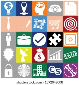 Set of 25 business high quality symbols or icons. Collection. Flat design. Vector Illustration.
