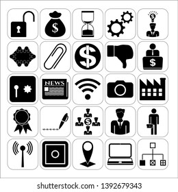 Set of 25 business high quality icons or symbols. Collection. Detailed design. Vector Illustration.