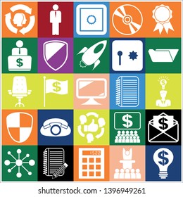 Set of 25 business high quality icons or symbols. Collection. Flat design. Vector Illustration.