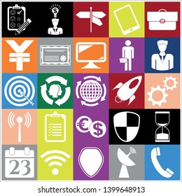 Set of 25 business high quality symbols or icons. Collection. Detailed design. Vector Illustration.