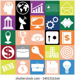 Set of 25 business high quality symbols. Collection. Flat design. Vector Illustration.