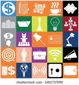 Set of 25 business high quality icons or symbols. Collection. Amazing desing. Vector Illustration.