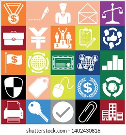 Set of 25 business high quality icons or symbols. Collection. Amazing desing. Vector Illustration.