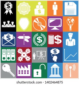Set of 25 business high quality symbols. Collection. Detailed design. Vector Illustration.