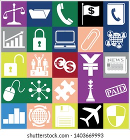 Set of 25 business high quality symbols. Collection. Flat design. Vector Illustration.