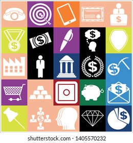 Set of 25 business high quality symbols or icons. Collection. Detailed design. Vector Illustration.