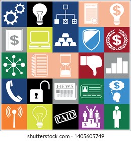 Set of 25 business high quality icons. Collection. Flat design. Vector Illustration.