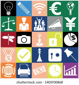 Set of 25 business high quality icons. Collection. Detailed design. Vector Illustration.