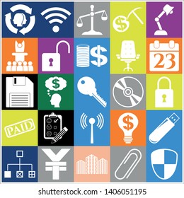 Set of 25 business high quality icons. Collection. Amazing desing. Vector Illustration.