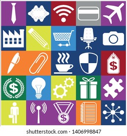 Set of 25 business high quality icons. Collection. Flat design. Vector Illustration.