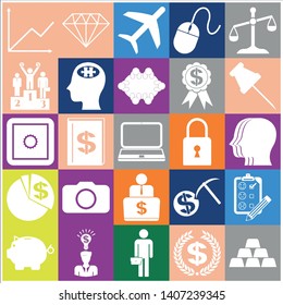 Set of 25 business high quality symbols or icons. Collection. Detailed design. Vector Illustration.
