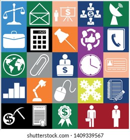 Set of 25 business high quality symbols. Collection. Detailed design. Vector Illustration.