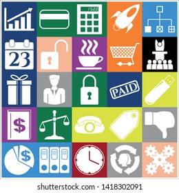 Set of 25 business high quality icons or symbols. Collection. Amazing desing. Vector Illustration.