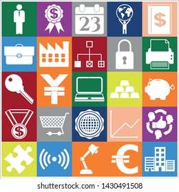 Set of 25 business high quality icons. Collection. Flat design. Vector Illustration.