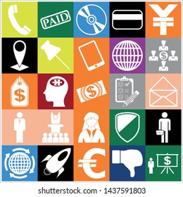 Set of 25 business high quality symbols or icons. Collection. Detailed design. Vector Illustration.