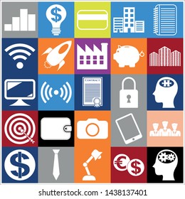 Set of 25 business high quality icons or symbols. Collection. Amazing desing. Vector Illustration.