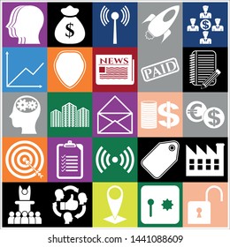 Set of 25 business high quality icons. Collection. Amazing desing. Vector Illustration.