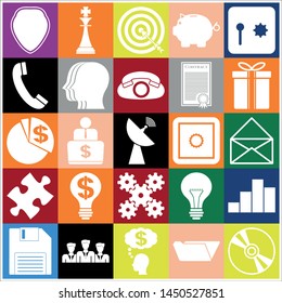 Set of 25 business high quality symbols or icons. Collection. Flat design. Vector Illustration.