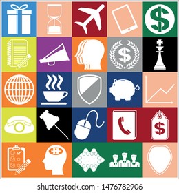 Set of 25 business high quality icons or symbols. Collection. Detailed design. Vector Illustration.