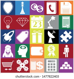 Set of 25 business high quality icons or symbols. Collection. Amazing desing. Vector Illustration.