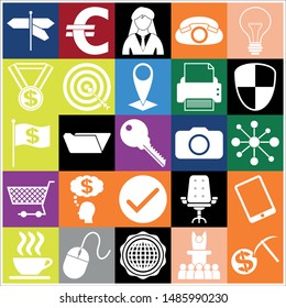 Set of 25 business high quality symbols. Collection. Amazing desing. Vector Illustration.