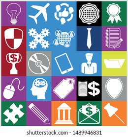 Set of 25 business high quality icons. Collection. Flat design. Vector Illustration.