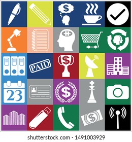 Set of 25 business high quality icons. Collection. Amazing desing. Vector Illustration.