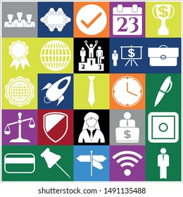 Set of 25 business high quality icons. Collection. Detailed design. Vector Illustration.