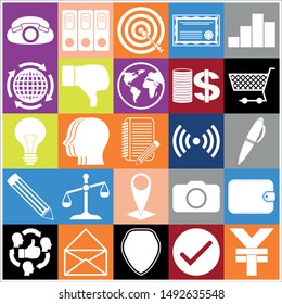 Set of 25 business high quality symbols or icons. Collection. Amazing desing. Vector Illustration.