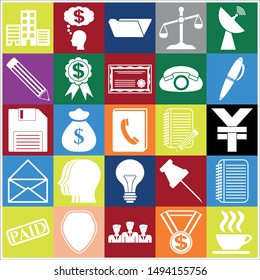 Set of 25 business high quality symbols or icons. Collection. Detailed design. Vector Illustration.
